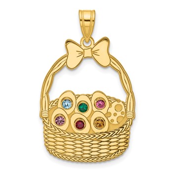 SSilver/Gold-Pltd 6 Birthstone w/SSilver Bezel Easter Basket Pendant — alternate view