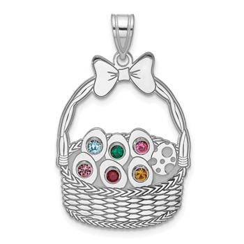 SSilver 6 Birthstone w/ SSilver Bezel Easter Basket Pendant — alternate view