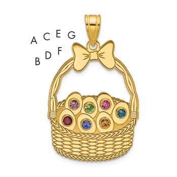 SSilver/Gold-Plated 7 Birthstone with SSilver Bezel Easter Basket Pendan