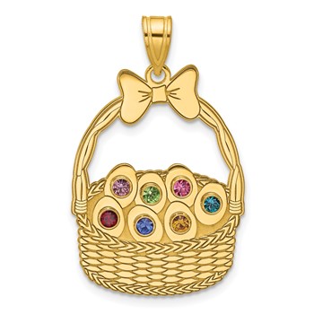 SSilver/Gold-Plated 7 Birthstone with SSilver Bezel Easter Basket Pendan — alternate view