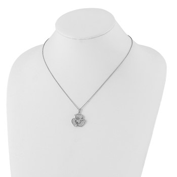 Brilliant Embers Sterling Silver Polished CZ Clover w/ 2inch ext Necklace — alternate view