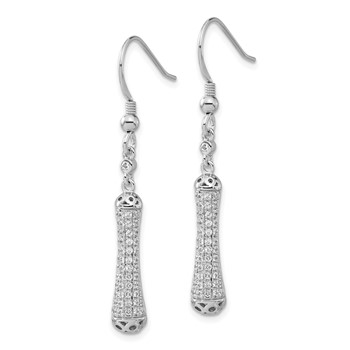 Brilliant Embers Sterling Silver Polished CZ Dangle Earrings — alternate view