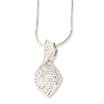Sterling Silver & CZ Brilliant Embers Fancy Curve Pendant Necklace — alternate view