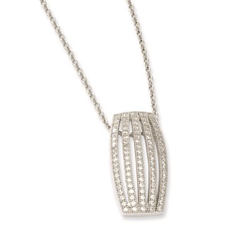 Sterling Silver & CZ Brilliant Embers Polished Fancy Necklace — alternate view