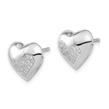Brilliant Embers Sterling Silver Polished CZ Heart Post Earrings — alternate view