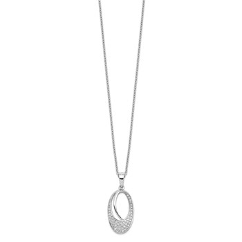 Brilliant Embers Sterling Silver Rhodium-plated 48 Stone 18 inch Micro Pavé CZ Oval Necklace with 2 Inch Extender — alternate view