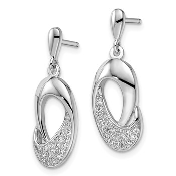 Brilliant Embers Sterling Silver Rhodium-plated 42 Stone Micro Pavé CZ Dangle Post Earrings — alternate view