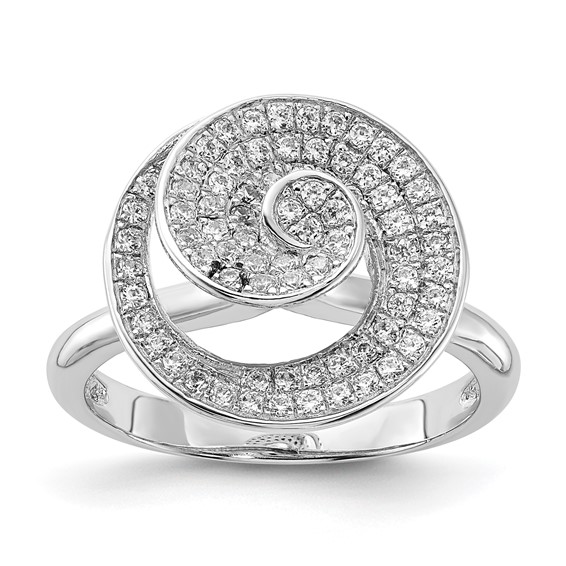 Image of Sterling Silver and CZ Brilliant Embers Swirl Circle Ring