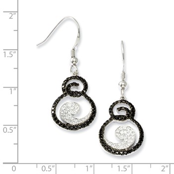 Sterling Silver White & Black CZ Brilliant Embers Dangle Earrings — alternate view