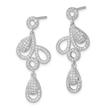 Brilliant Embers Sterling Silver Polished Fancy CZ Post Dangle Earrings — alternate view