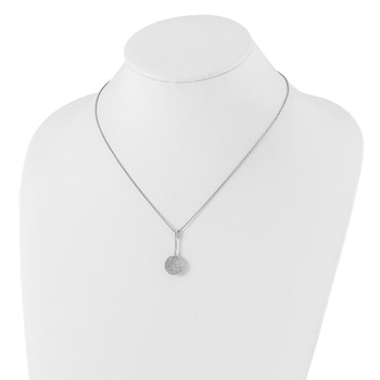 Brilliant Embers Sterling Silver Polished CZ Circle w/ 2in ext Necklace — alternate view