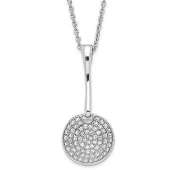 Brilliant Embers Sterling Silver Polished CZ Circle w/ 2in ext Necklace