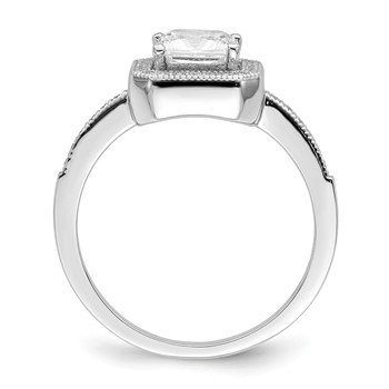 Brilliant Embers Sterling Silver Rhodium-plated 37 Stone Halo Micro Pavé CZ Ring — alternate view