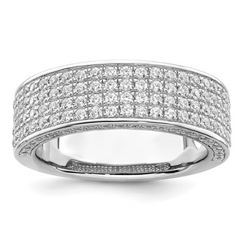 Brilliant Embers Sterling Silver Rhodium-plated 142 Stone Micro Pavé CZ Ring