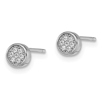 Brilliant Embers Sterling Silver Rhodium-plated 14 Stone Micro Pavé CZ Polished Post Earrings — alternate view