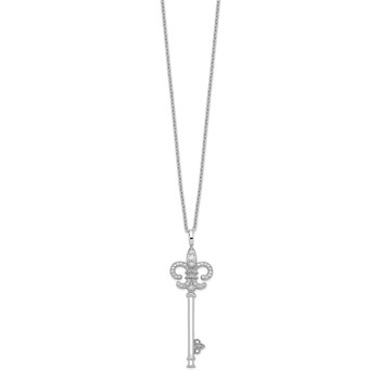 Brilliant Embers Sterling Silver Rhodium-plated 33 Stone 18 inch Micro Pavé CZ Polished Key Necklace with 2 Inch Extender — alternate view