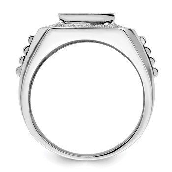 Brilliant Embers Sterling Silver Rhodium-plated 89 Stone Micro Pavé CZ Polished Men's Ring — alternate view