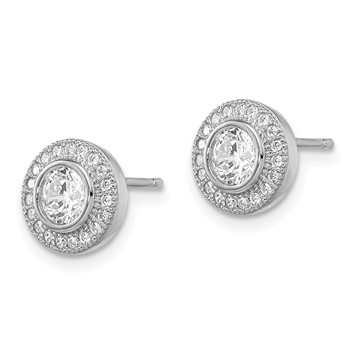 Brilliant Embers Sterling Silver Rhodium-plated 40 Stone Micro Pavé Halo CZ Post Earrings — alternate view