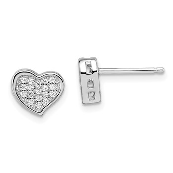Brilliant Embers Sterling Silver Rhodium-plated 36 Stone Micro Pavé CZ Heart Post Earrings