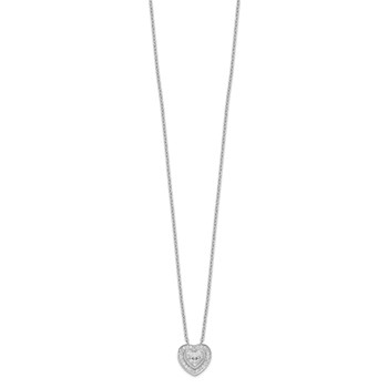 Brilliant Embers Sterling Silver Rhodium-plated 38 Stone 18 inch Micro Pavé CZ Heart Necklace with 2 Inch Extender — alternate view