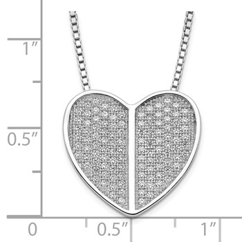 Sterling Silver & CZ Brilliant Embers Heart Necklace — alternate view