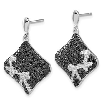 Brilliant Embers Sterling Silver Black & Clear CZ Dangle Post Earrings — alternate view