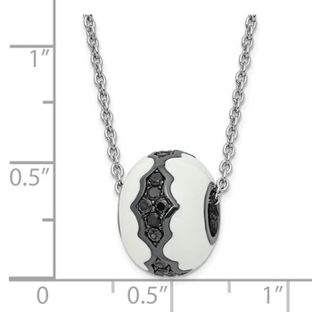 True Fire Sterling Silver White Enamel & Black CZ Bead Necklace — alternate view