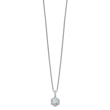 Brilliant Embers Sterling Silver Rhodium-plated 31 Stone 18 inch Micro Pavé CZ Hexagon Necklace with 2 Inch Extender — alternate view