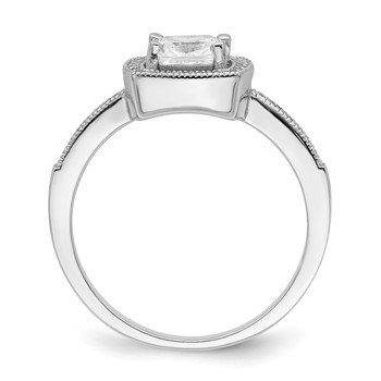 Brilliant Embers Sterling Silver Rhodium-plated 37 Stone Halo Micro Pavé CZ Ring — alternate view