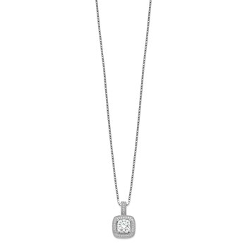 Brilliant Embers Sterling Silver Rhodium-plated 35 Stone 18 inch Halo Micro Pavé CZ Necklace with 2 Inch Extender — alternate view