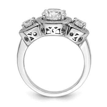 Brilliant Embers Sterling Silver Rhodium-plated 50 Stone Micro Pavé CZ Ring — alternate view