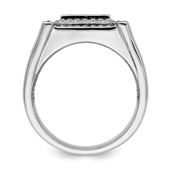 Brilliant Embers Sterling Silver Rhodium-plated 109 Stone Micro Pavé CZ Men's Ring — alternate view