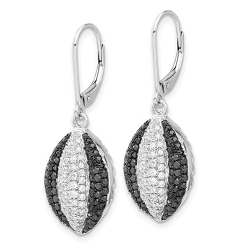 Brilliant Embers Sterling Silver Black & Clear CZ Leverback Earrings — alternate view