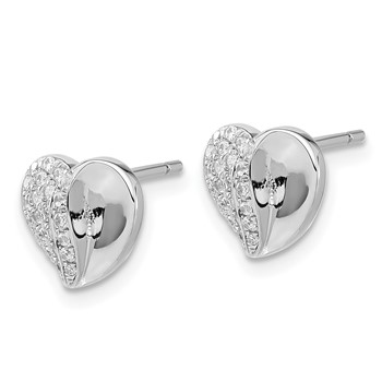 Brilliant Embers Sterling Silver CZ Heart Post Earrings — alternate view