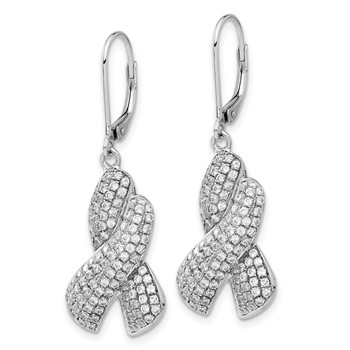Brilliant Embers Sterling Silver CZ X Leverback Earrings — alternate view