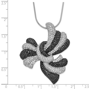 Sterling Silver Black & Clear CZ Brilliant Embers Bow Necklace — alternate view