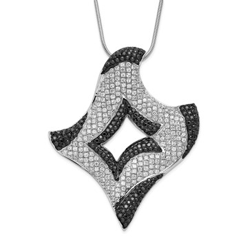Sterling Silver Black & Clear CZ Brilliant Embers Necklace