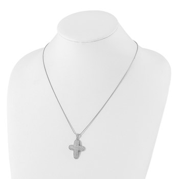 Sterling Silver & CZ Cross w/ 2in ext Necklace — alternate view