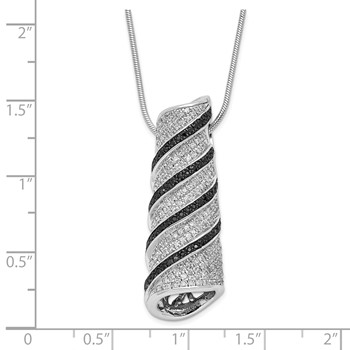 Sterling Silver Black & Clear CZ Brilliant Embers Fancy Swirl Necklace — alternate view