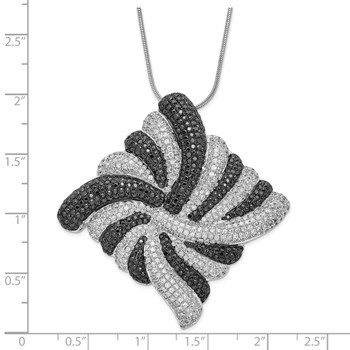 Sterling Silver Black & Clear CZ Brilliant Embers Fancy Necklace — alternate view