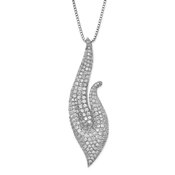 Sterling Silver & CZ Brilliant Embers Flame Necklace
