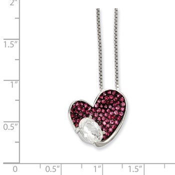 Sterling Silver & CZ Brilliant Embers Pink Heart Necklace — alternate view