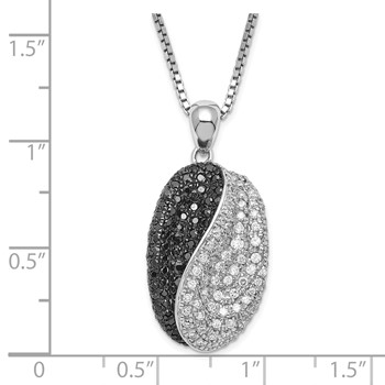 SS Black & Clear CZ Brilliant Embers Fancy Oval w/ 2in ext Necklace — alternate view