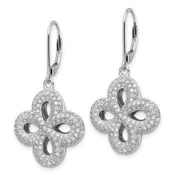 Sterling Silver & CZ Brilliant Embers Leverback Earrings — alternate view