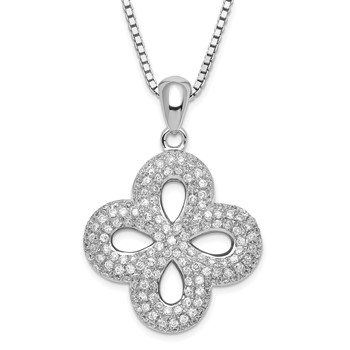Sterling Silver & CZ Brilliant Embers w/ 2in ext Necklace