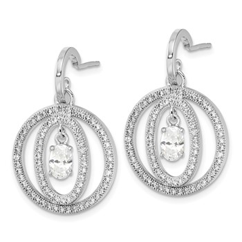 Sterling Silver & CZ Brilliant Embers Dangle Post Earrings — alternate view