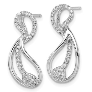 Sterling Silver & CZ Brilliant Embers Fancy Teardrop Post Earrings — alternate view