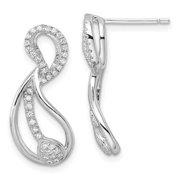 Sterling Silver & CZ Brilliant Embers Fancy Teardrop Post Earrings