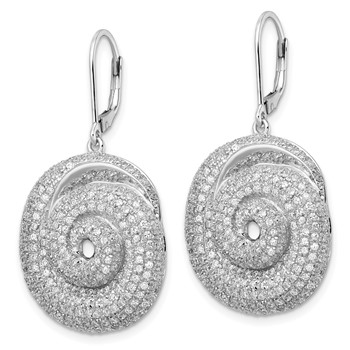 Sterling Silver & CZ Brilliant Embers Swirled Circle Leverback Earrings — alternate view