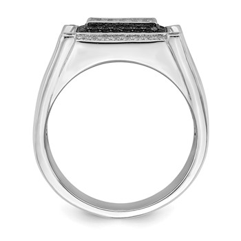 Brilliant Embers Sterling Silver Rhodium-plated 113 Stone Micro Pavé CZ Black and White Men's Ring — alternate view
